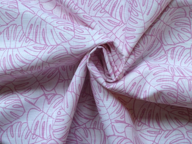 látka 3243 s vínovým motivem listů monstery