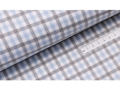 smetanová kostýmovka šedo modrá kostka