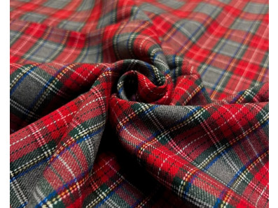 kostýmovka červeno šedá skotská kostka