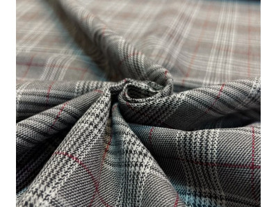 kostýmovka šedo červená kostka