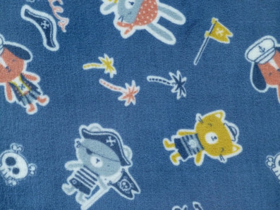 modrý coral fleece námořní motiv