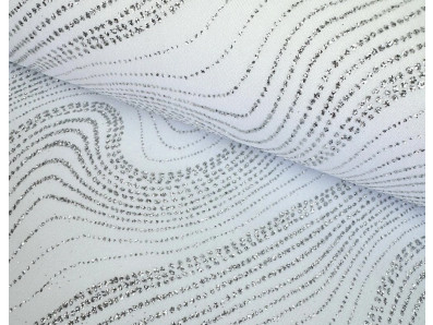 bílá společenská látka s kamínky