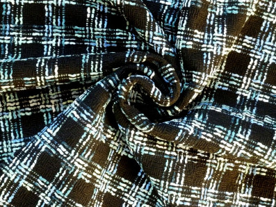 kabátová látka buklé 3307 s kostkovaným vzorem