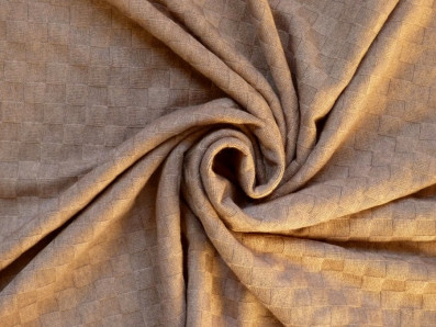 kakaový žakárový úplet 3334 čtverečkový vzor