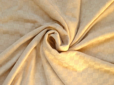 krémový žakárový úplet 3334 čtverečkový vzor