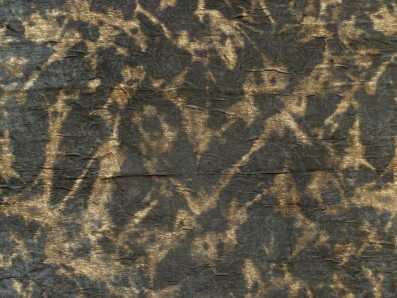 černá Seersucker látka 3331 zlatý abstraktní vzor