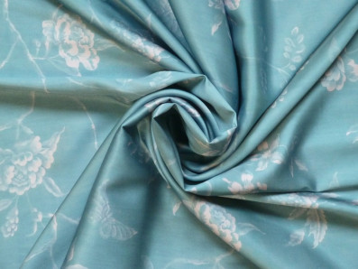 Petrolejové acetátové hedvábí 3313 s květy