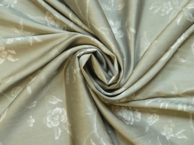 béžově zelené acetátové hedvábí 3313 s květy