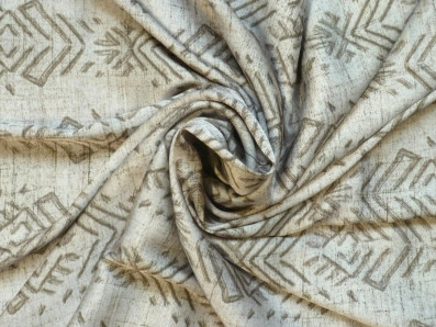 krémové acetátové hedvábí 3315 s etno vzorem