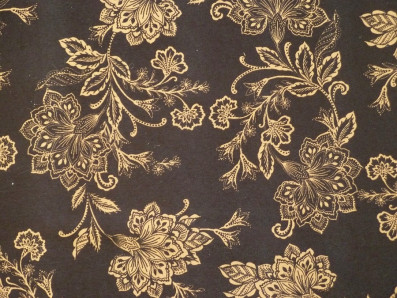 černé acetátové hedvábí 3318 s květy
