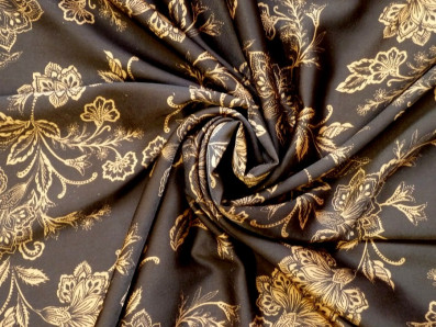 černé acetátové hedvábí 3318 s květy