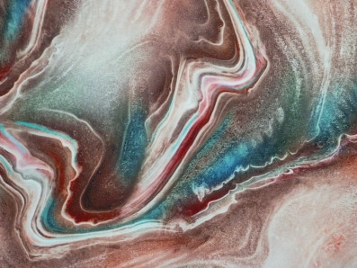 hedvábí 2526 mramorový vzor v zemitých tónech