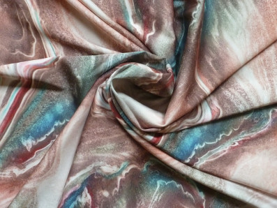 hedvábí 2526 mramorový vzor v zemitých tónech