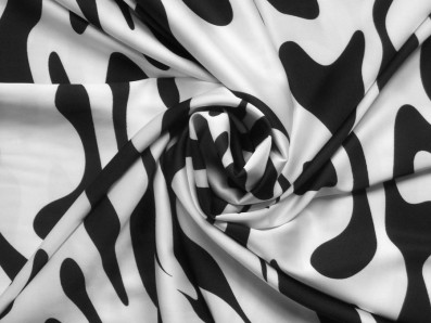 bílé acetátové hedvábí 3329 vzor abstraktní zebra