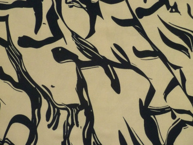 béžové hedvábí 3329 černé organické linie