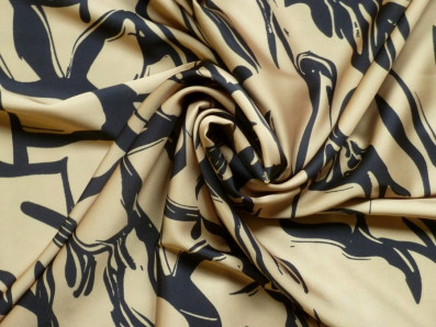 béžové hedvábí 3329 černé organické linie