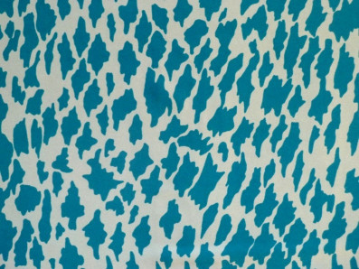 béžové hedvábí 3320 tyrkysový abstraktní vzor