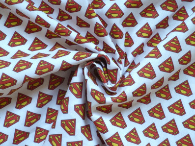 bílý bavlněný popelín superman
