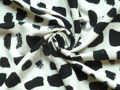 lněná šatovka 3408 s černým potiskem