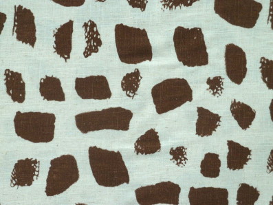 lněná šatovka 3408 s hnědým potiskem