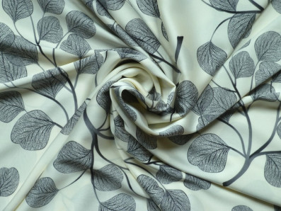 smetanové hedvábí 3316 vzor skeletových listů