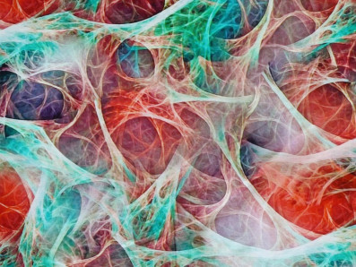 červená viskózová šatovka 3410 abstraktní vzor