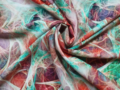 červená viskózová šatovka 3410 abstraktní vzor