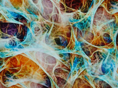 medová viskózová šatovka 3410 abstraktní vzor