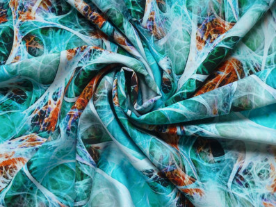 tyrkysová viskózová šatovka 3410 abstraktní vzor