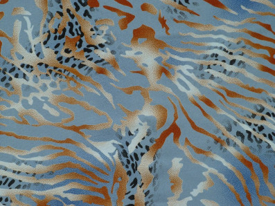 holubí modrá viskózová šatovka 3411 zvířecí motiv