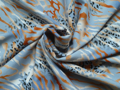 holubí modrá viskózová šatovka 3411 zvířecí motiv