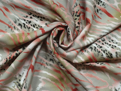 šedohnědá viskózová šatovka 3411 zvířecí motiv