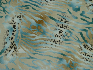 tyrkysově zelená viskózová šatovka 3411 zvířecí motiv