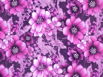 purpurová viskózová šatovka 3417 s květy