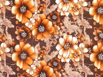 karamelová viskózová šatovka 3417 s květy