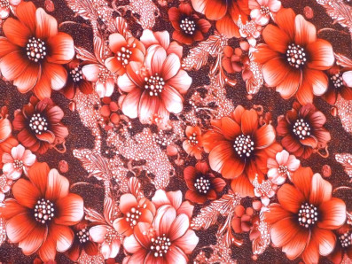 červená viskózová šatovka 3417 s květy