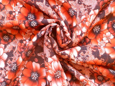 červená viskózová šatovka 3417 s květy