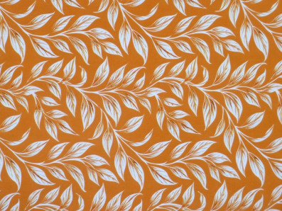 oranžová viskózová šatovka 3417 s lístky