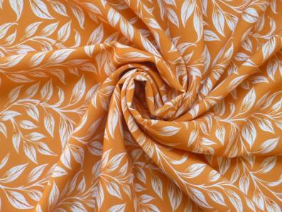 oranžová viskózová šatovka 3417 s lístky