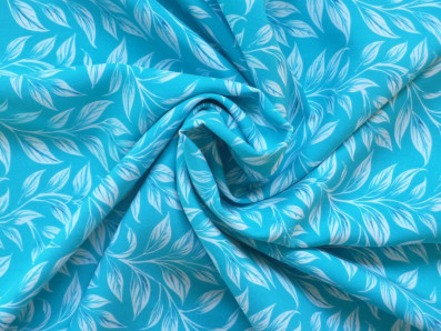tyrkysová viskózová šatovka 3417 s lístky