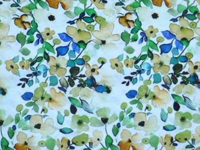 viskóza 3419 se zelenými akvarelovými květy