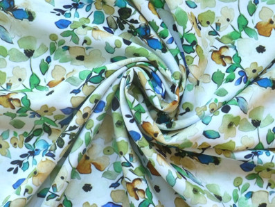 viskóza 3419 se zelenými akvarelovými květy