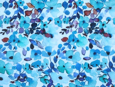 viskóza 3419 s modrými akvarelovými květy