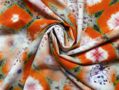 oranžová směsová šatovka 3403 vzor luční květy