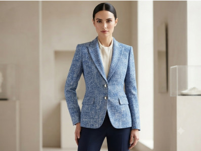 modrá kostýmová látka 3399 typu Chanel