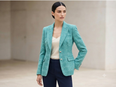 zelená kostýmová látka 3399 typu Chanel