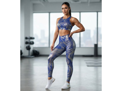 modrý fitness úplet jupiter stříbrný vzor