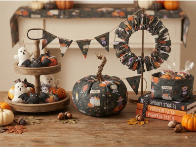 Halloweenský bavlněný popelín s motivem strašidel